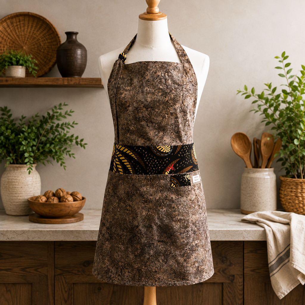Espresso Grove | Reversible F/L Bib|Coffee-Inspired | 8 pockets