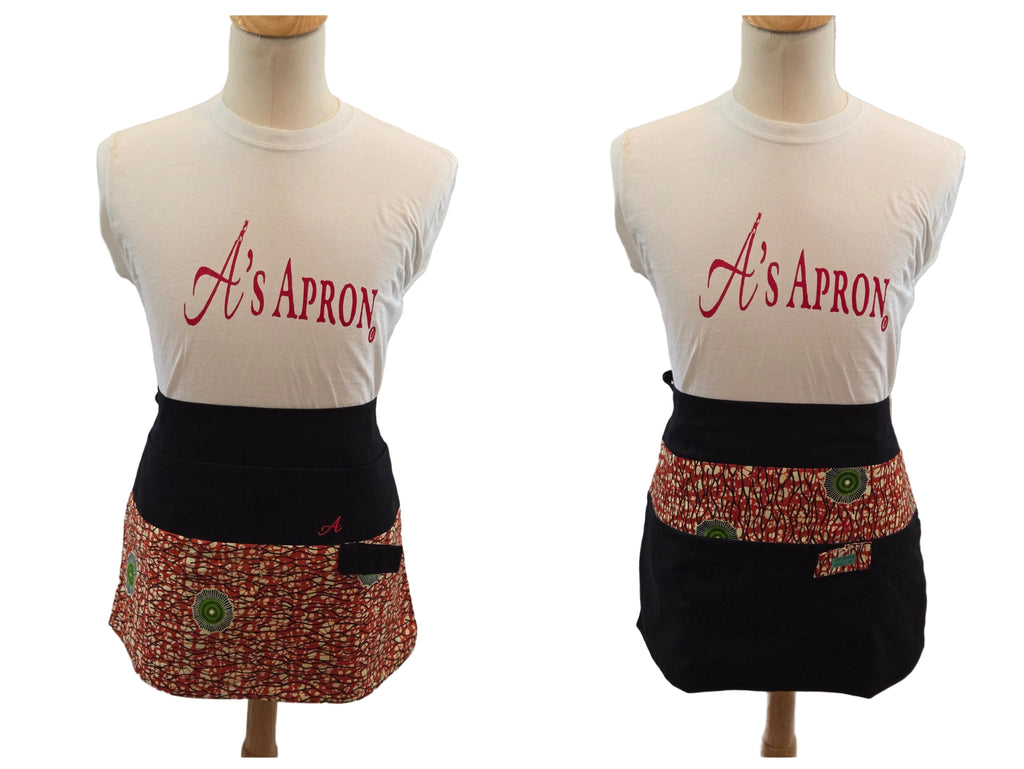 ❤️‍🔥Red Earth Bloom Reversible Short Waist Apron image 0
