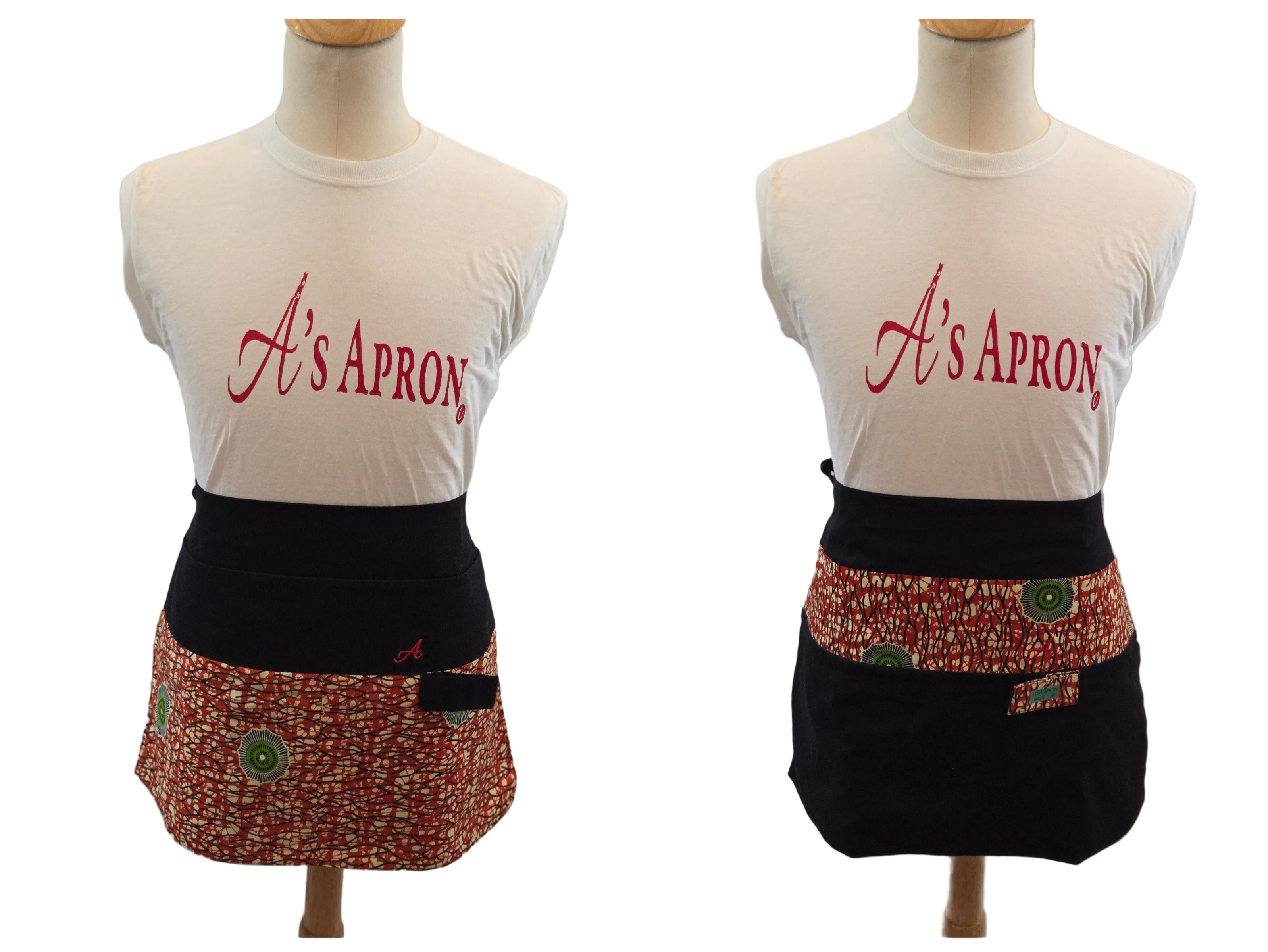 ❤️‍🔥Red Earth Bloom Reversible Short Waist Apron image 0