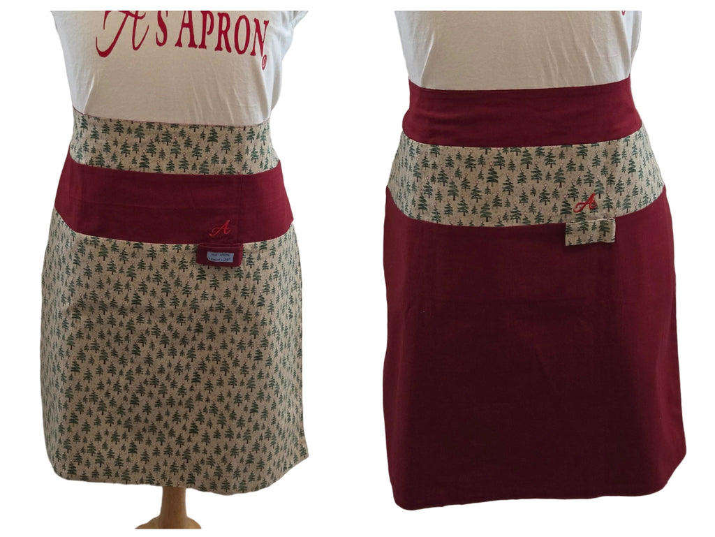 🌲❤️Festive Reversible Long Waist Apron – Evergreen & Cranberry image 0