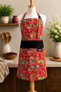 Cherry Jubilee | Reversible F/L Bib| Vibrant Paisley | 8 pockets