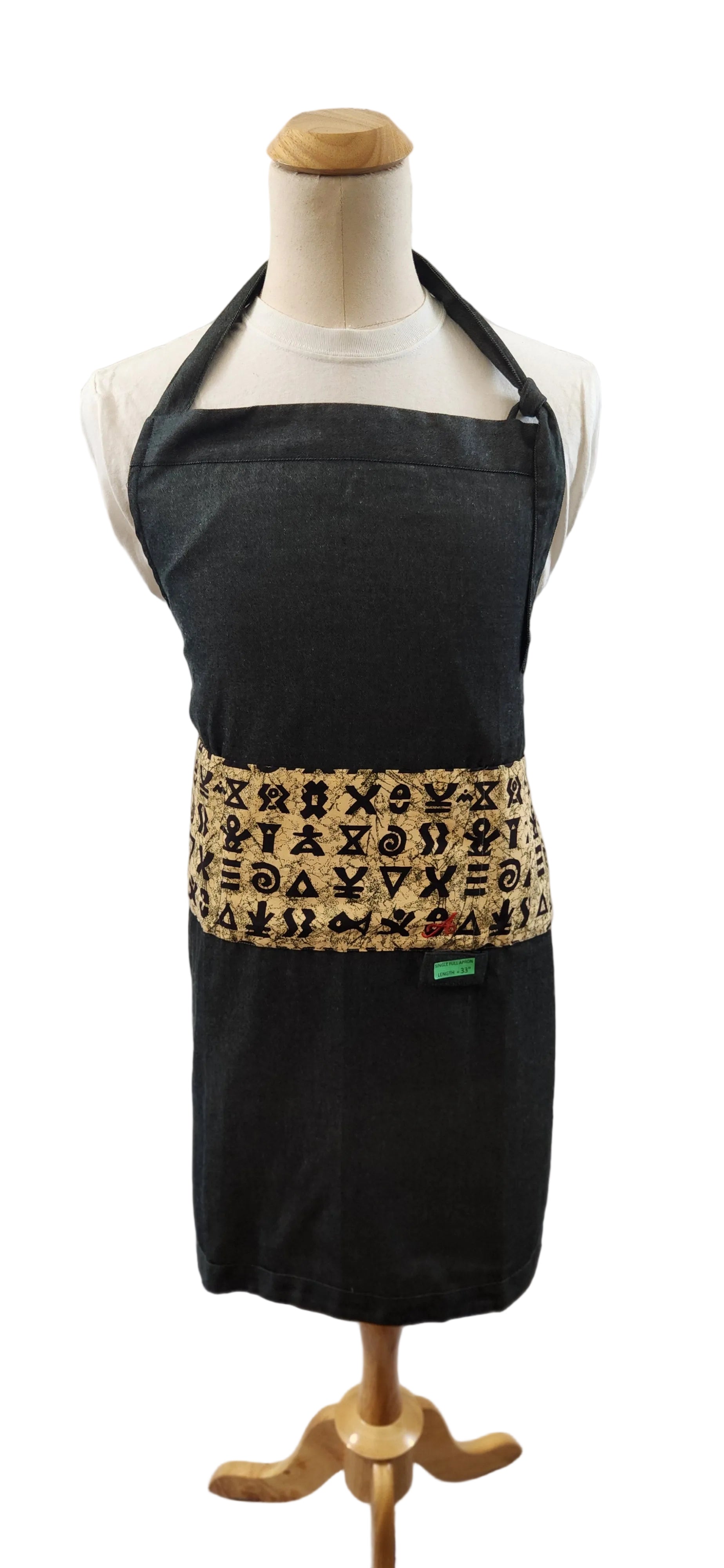 🖤🤎 Single-sided Black & Tan w/Hieroglyphic Accent Full-Length Bib image 0