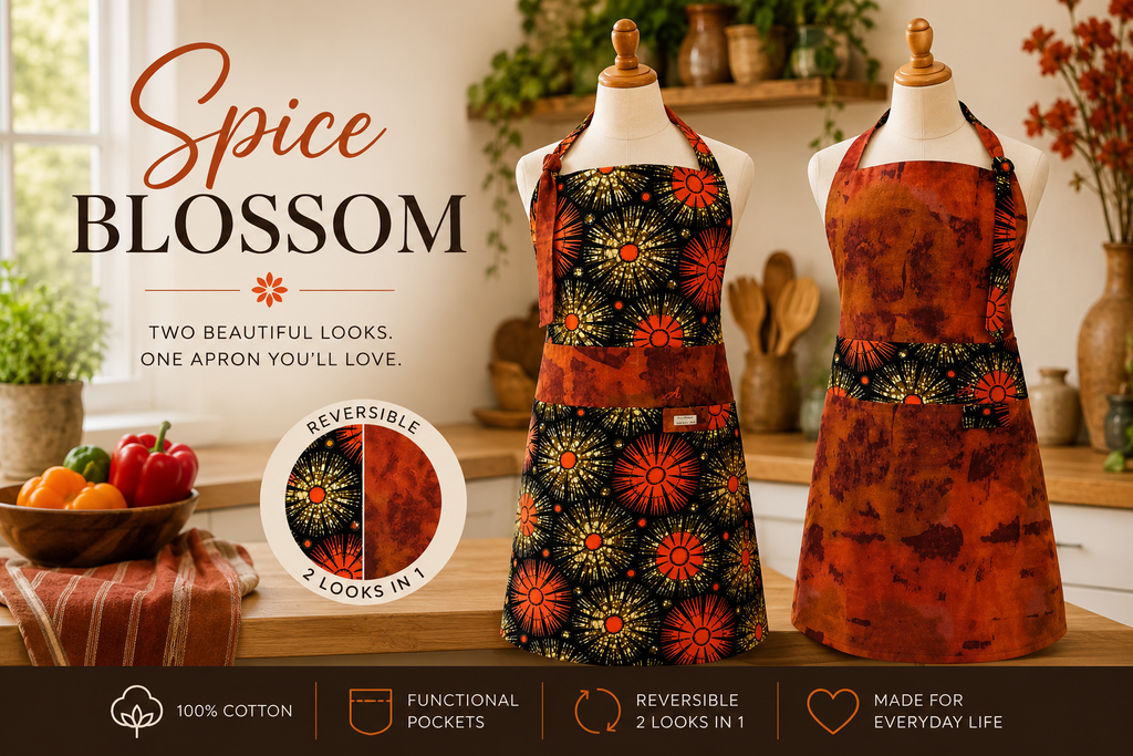 Spice Blossom | Reversible F/L Bib| Spicey Harvest | 8 pockets