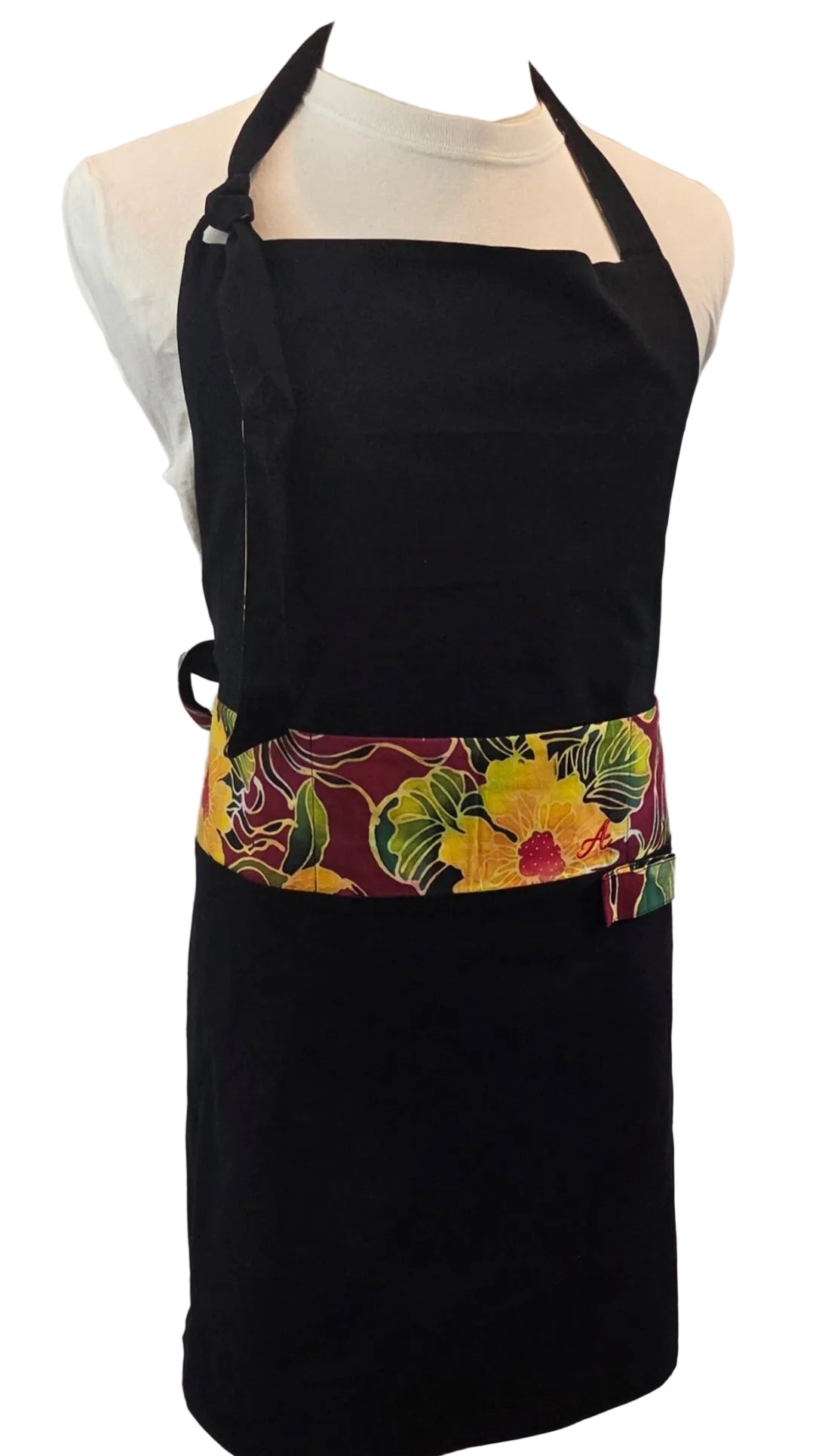 A’s  Burgundy Garden Reversible Mozambique Collection |Long Bib Apron image 1