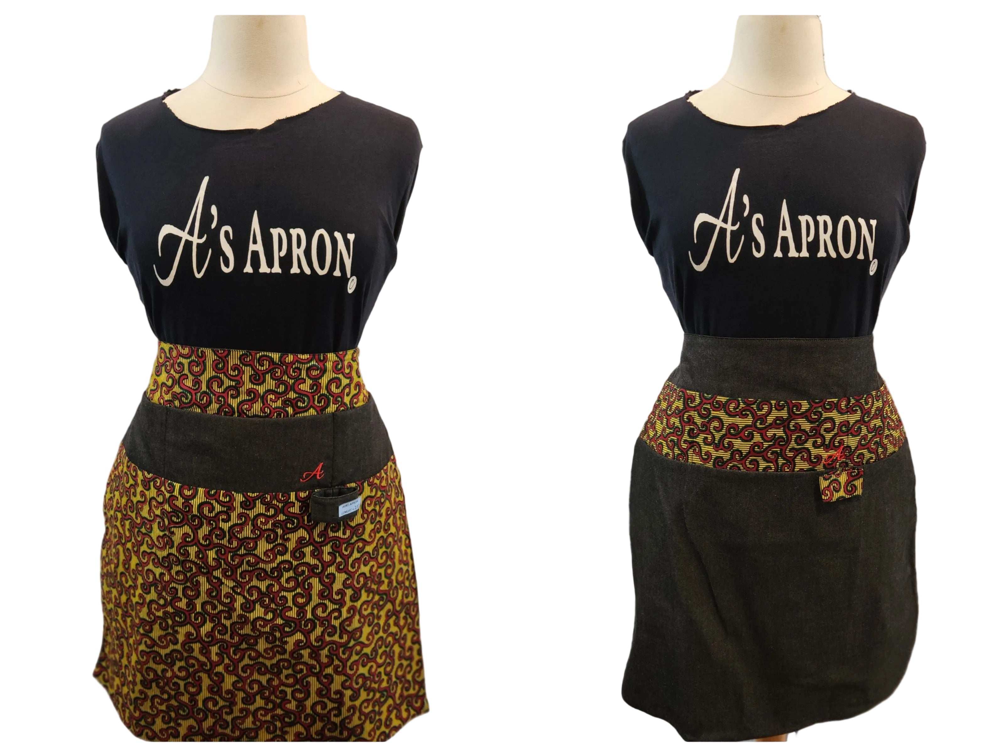🌀 Burgundy Swirl on Gold & Black Reversible Long Waist Apron  image 0