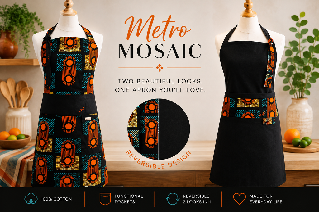 Metro Mosaic | Reversible F/L Bib| Bright Colors | 8 pockets