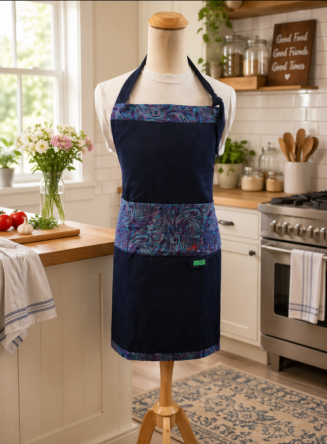 💜💙 Midnight Paisley Single-Sided Apron