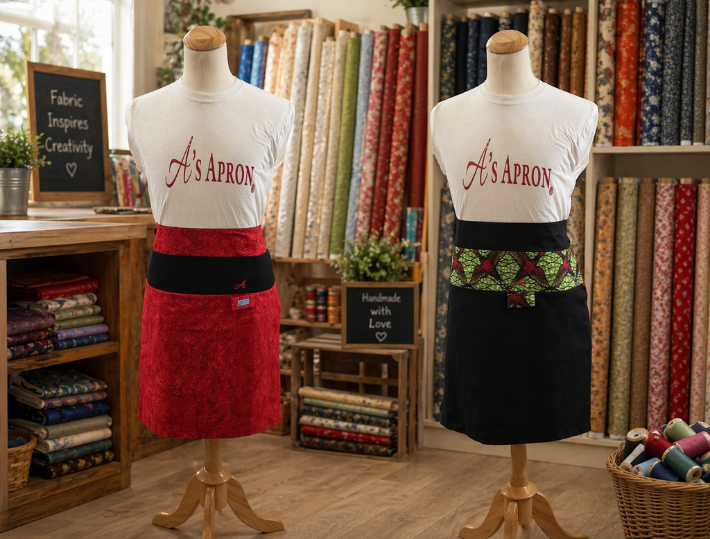 📍🖤Red Elegance & Afro Pop Reversible Long Waist Apron