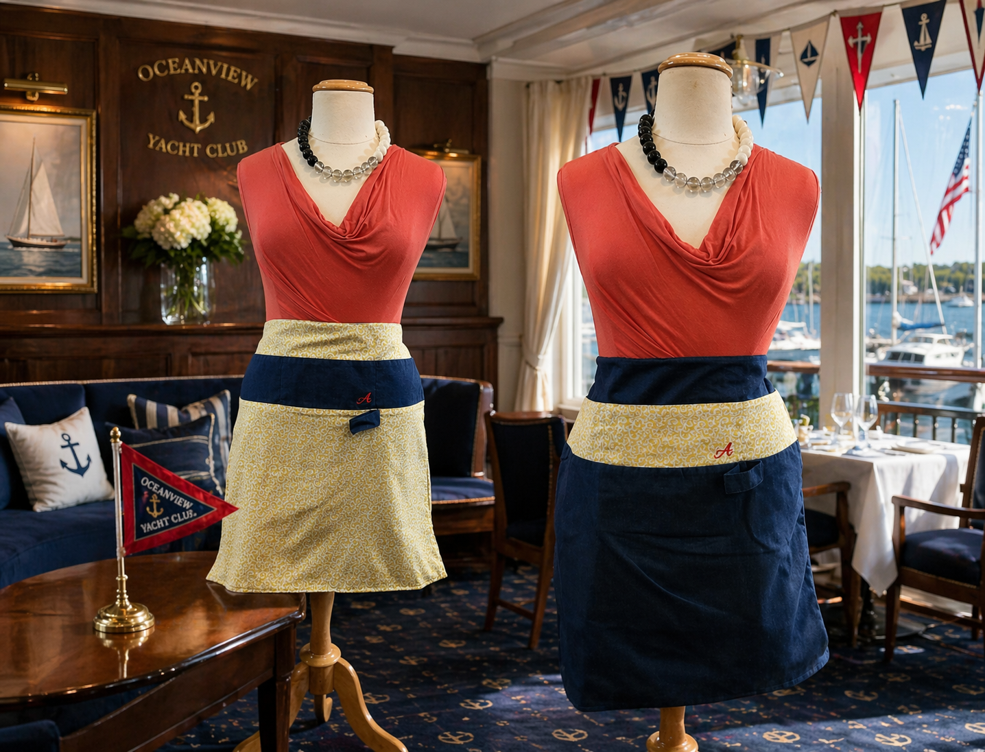 ✨Muted Gold & Navy Blue Reversible Long Waist