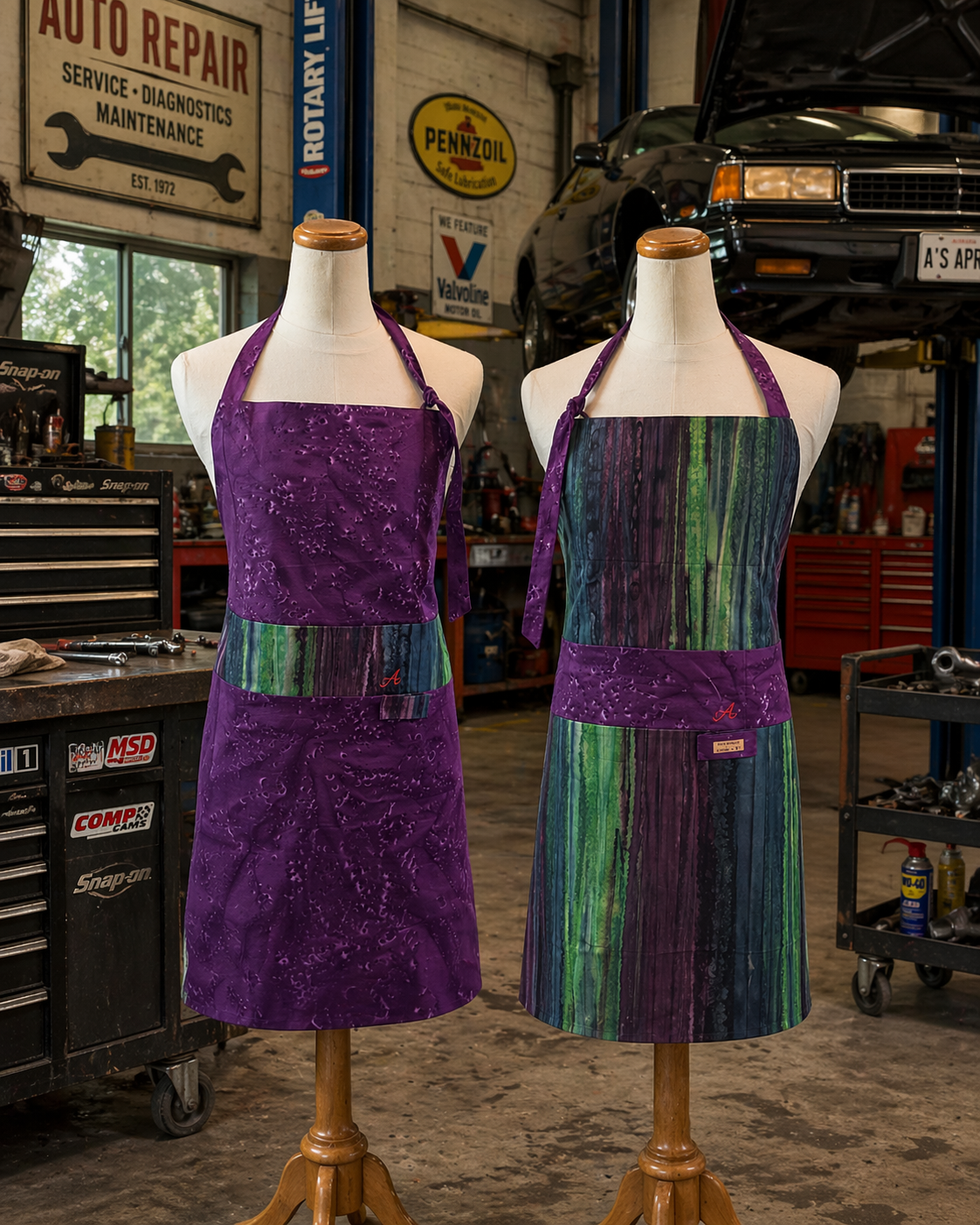 Purple & Jewel-Toned Reversible Mozambique Collection| Long Bib Apron