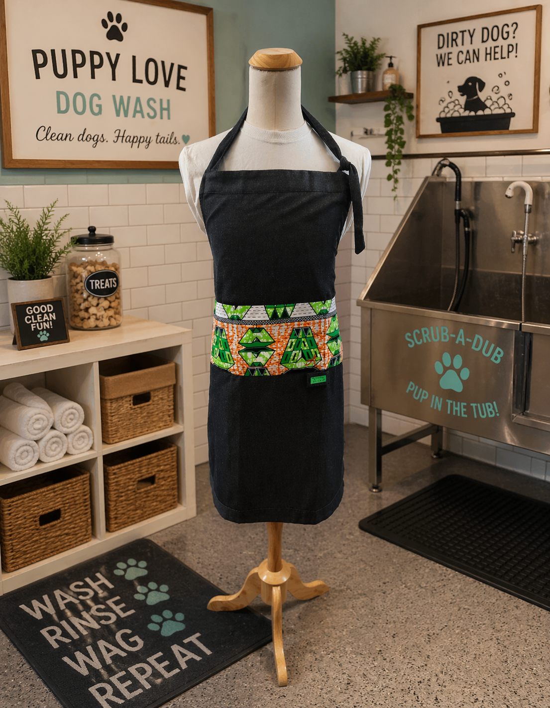 🖤💚 Single-sided Black with Green Full-Length Bib