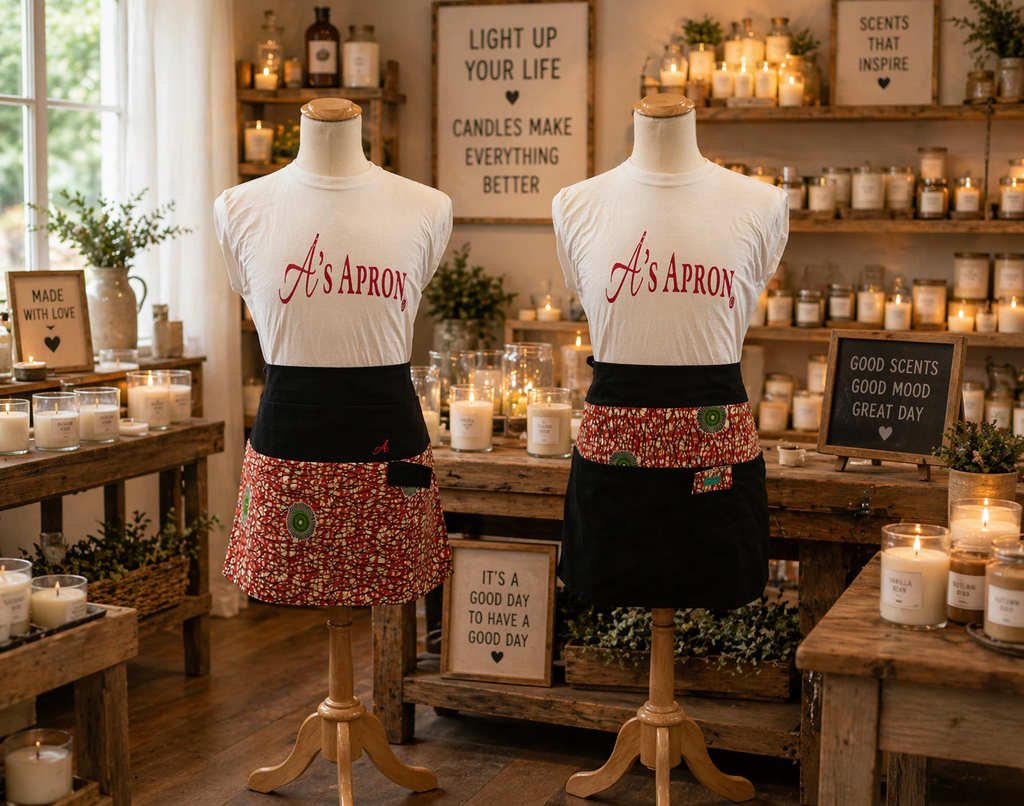 ❤️‍🔥Red Earth Bloom Reversible Short Waist Apron