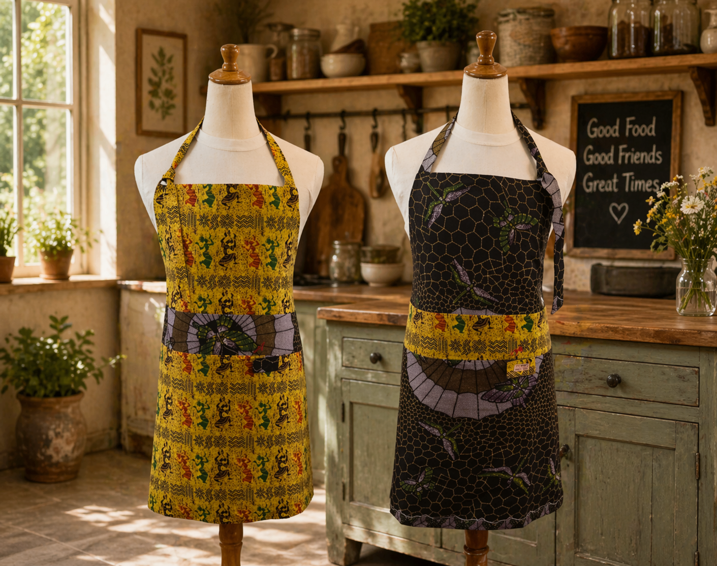 Ashanti Reversible Mozambique Collection| Long Bib Apron