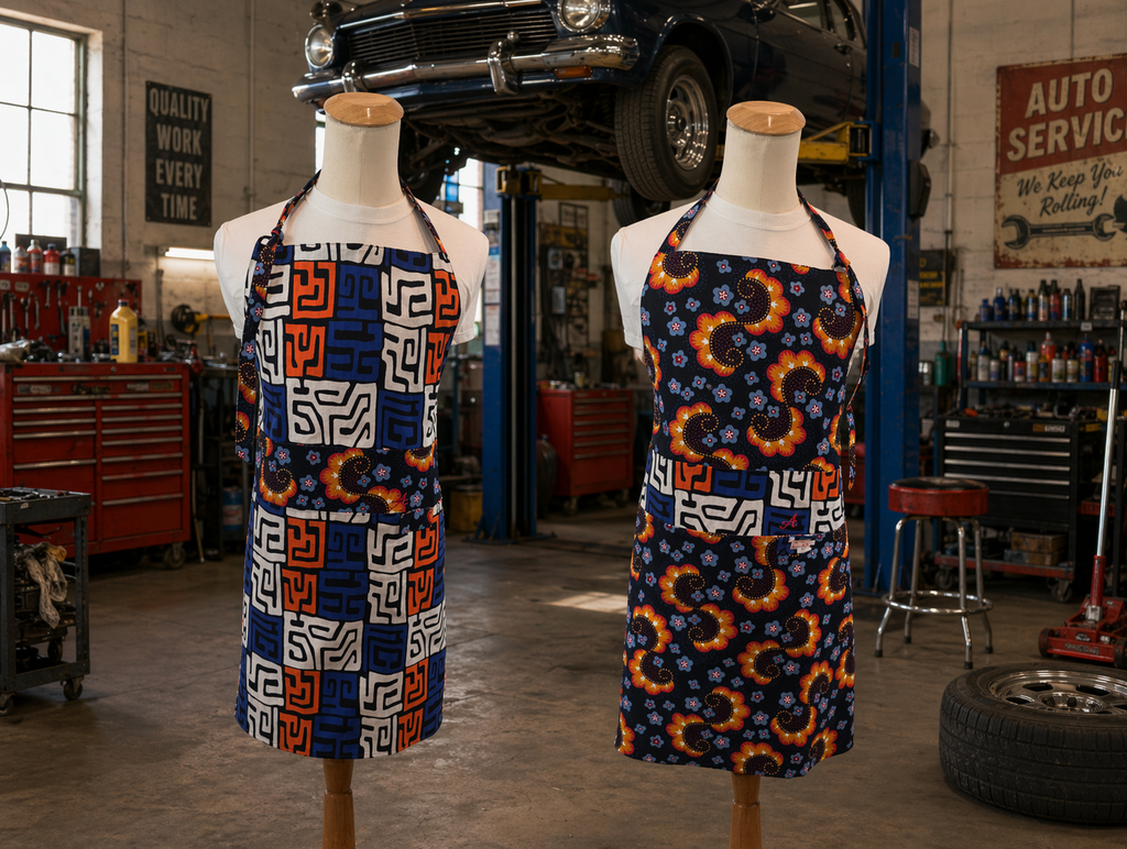 Heritage Shift  Reversible Mozambique Collection Long Bib Apron | 8 pockets