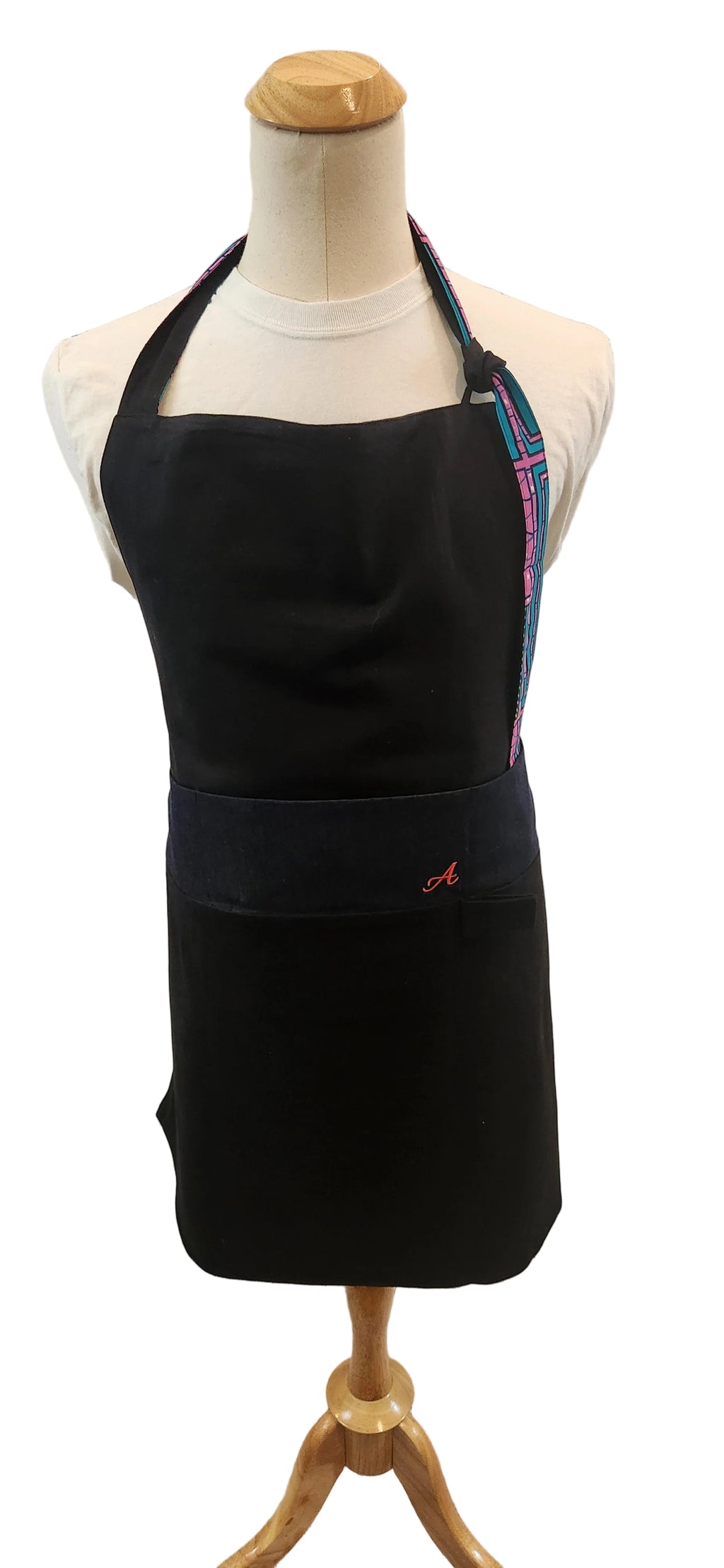 🌴🌸 Tropical Pink Palm Motif | Single F/L Bib | Turquoise Band on Black  image 1