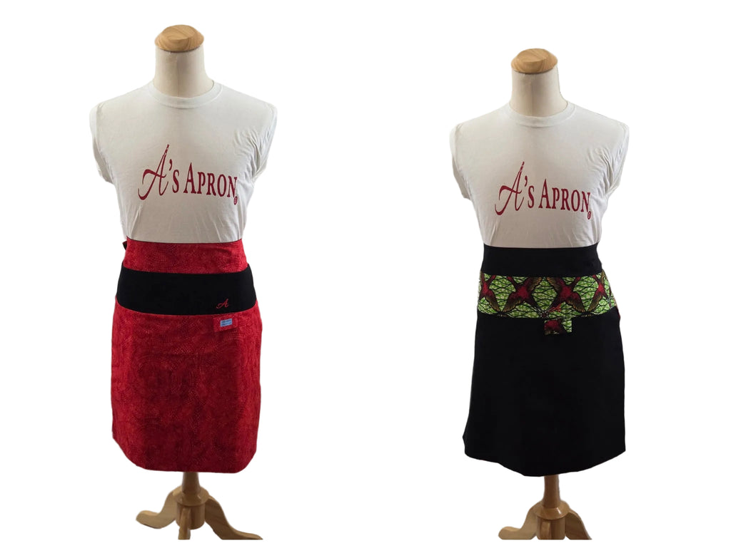 📍🖤Red Elegance & Afro Pop Reversible Long Waist Apron image 0