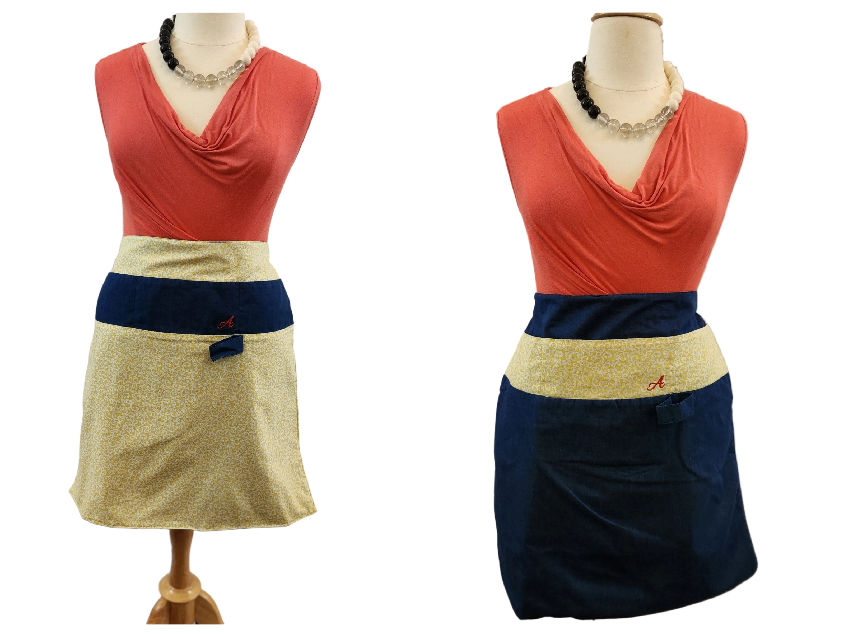 ✨Muted Gold & Navy Blue Reversible Long Waist image 0